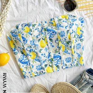 Lemon Print tube top